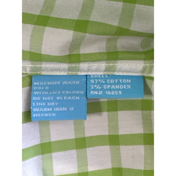 J.McLaughlin Checkered Button Up Shirt Sz 0 Pistachio Green Designer Luxury - Picture 9 of 13